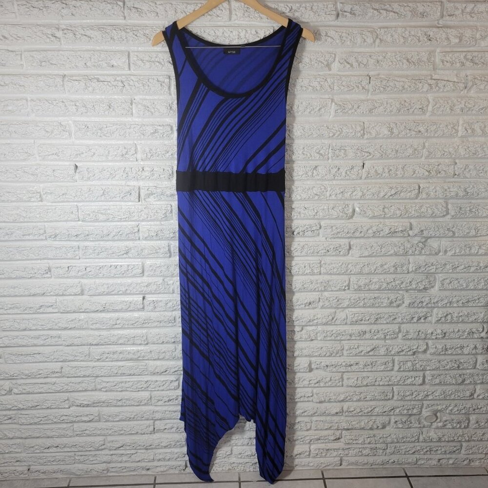 Apt 9 Womens Dress 0X Plus Maxi Tank Sheath Handkerchief Hem Blue STR135XE
